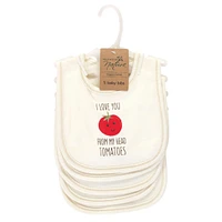 Touched by Nature Unisex Baby Organic Cotton Bibs 5pk, Tomatoes, One Size