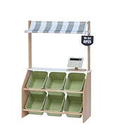 Teamson Kids - Little Helper Market Play Stand Play Kitchen - Olive Green