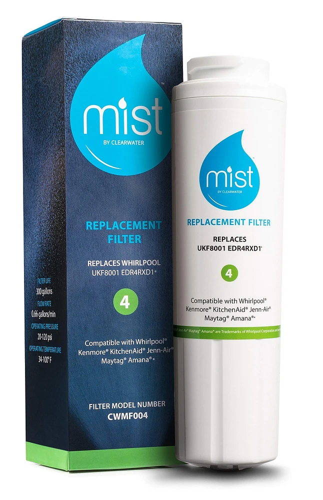 Mist UKF8001 Filter 4 Replacement for Maytag, Whirlpool Filter 4 Everydrop EDR4RXD1, 4396395, Kenmore 46-9005, RWF0900A Refrigerator Water Filter