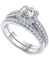 Diamond Halo Bridal Set (1 ct. t.w.) in 14k White Gold