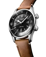 Longines Men's Swiss Automatic Legend Diver Brown Leather Strap Watch 39mm