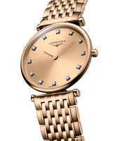 Longines Women's Swiss La Grande Classique de Longines Diamond (1/10 ct. t.w.) Rose Gold Pvd Bracelet Watch 29mm