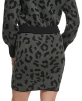 Dkny Jeans Women's Animal-Print Pull-On Mini Sweater Skirt