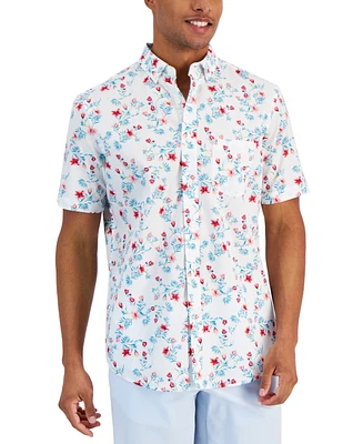 Club Room Men's Hibiscus Floral Poplin Shirt, Created for Macy's