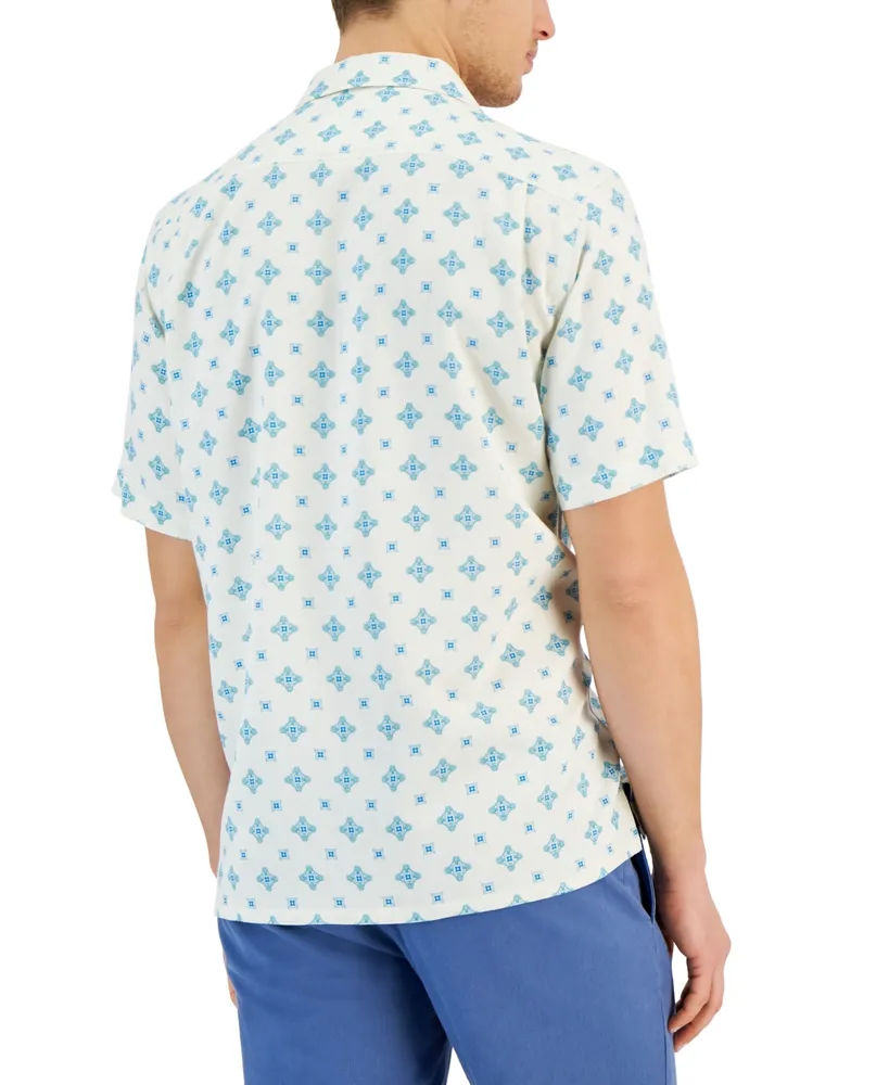 Club Room Men's Urman Regular-Fit Medallion-Print Button-Down Camp Shirt, Created for Macy's