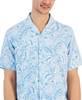 Club Room Men's Kell Regular-Fit Leaf-Print Button-Down Camp Shirt, Created for Macy's