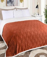 Superior Reversible Jacquard Lattice Fleece Plush Sherpa Blanket