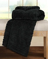 Superior Boho Knit Jacquard Fleece Plush Fluffy Blanket, King