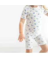 Bellabu Bear Toddler| Child Girls Butterfly 2-Piece Short Sleeve & Shorts Pajama Set