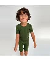 Bellabu Bear Toddler| Child Unisex Evergreen Kids 2-Piece Short Sleeve & Shorts Pajama Set