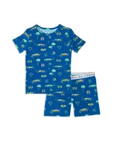 Bellabu Bear Toddler| Child Unisex Monaco Blue 2-Piece Short Sleeve & Shorts Pajama Set