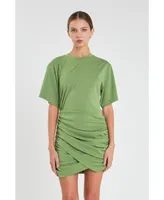 Women's Asymmetric Ruched Mini Dress