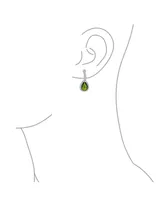 Bling Jewelry 7CT Style Halo Simulated Green Peridot Cubic Zirconia Cz Dangle Drop Teardrop Screw Back Clip On Earrings Prom Bridesmaid Wedding Rhodiu