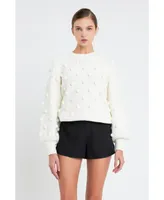 Women's Pom Pattern Long Sleeve Sweater