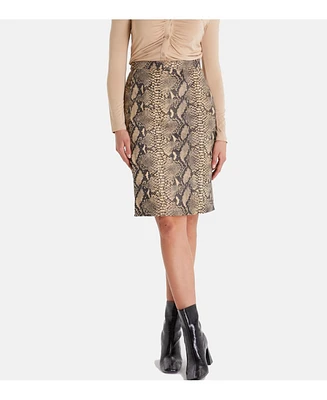Women's Leather Fashion Skirt, Beige