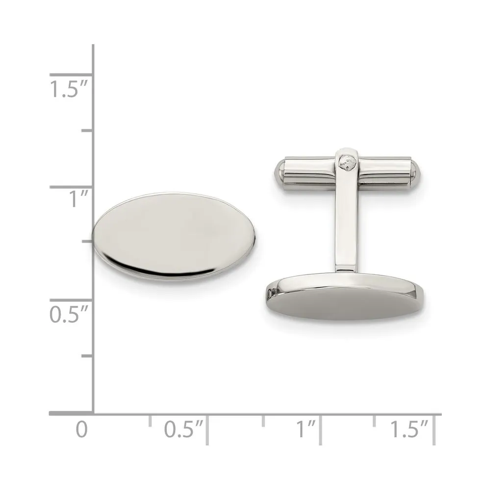Chisel Stainless Steel Polished Oval Cufflinks