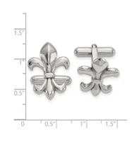 Chisel Stainless Steel Polished Fleur de Lis Cufflinks