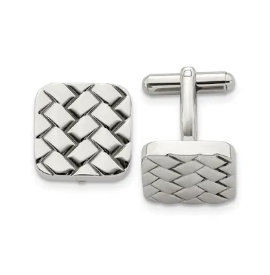 Chisel Stainless Steel Polished Weave Design Cufflinks
