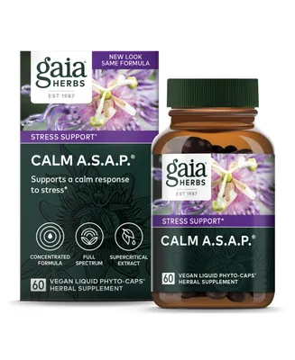 Gaia Herbs Calm A.s.a.p. Stress Support Supplement - With Skullcap, Passionflower, Chamomile, Vervain, Holy Basil & More to Support a Natural Calm