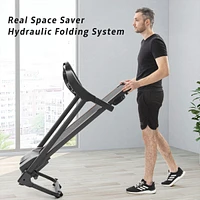 Simplie Fun Compact Easy Folding Treadmill Motorized Running Jogging Machine With Audio Speakers