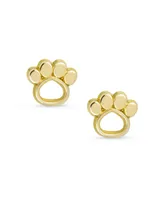 Bling Jewelry Tiny Mini Bff Animal Puppy Kitten Pet Dog Lover Cat Open Paw Print Stud Earrings For Women 10K Yellow Gold Safety Clutch Screw back