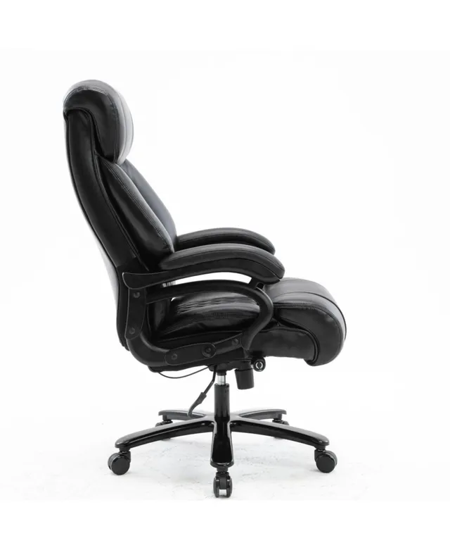 Emma + Oliver Big & Tall LeatherSoft Executive Ergonomic Office Chair with Wide Seat, 500 lb, Black
