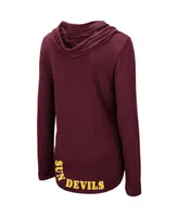 Women's Colosseum Maroon Arizona State Sun Devils My Lover Lightweight Hooded Long Sleeve T-shirt