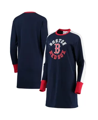 Women's G-iii 4Her by Carl Banks Navy Boston Red Sox Hurry Up Offense Long Sleeve Dress