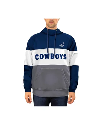 Men's New Era Navy, White Distressed Dallas Cowboys Big and Tall Retro Joe Pullover Hoodie