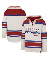 Men's '47 Brand Oatmeal Washington Capitals Rockaway Lace-Up Pullover Hoodie