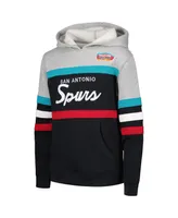 Big Boys Mitchell & Ness Gray, Black San Antonio Spurs Hardwood Classics Head Coach Pullover Hoodie