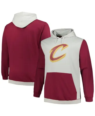 Men's Fanatics Wine, Silver Cleveland Cavaliers Big and Tall Primary Arctic Pullover Hoodie