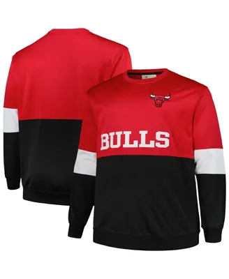 Men's Fanatics Red, Black Chicago Bulls Big and Tall Split Pullover Sweatshirt