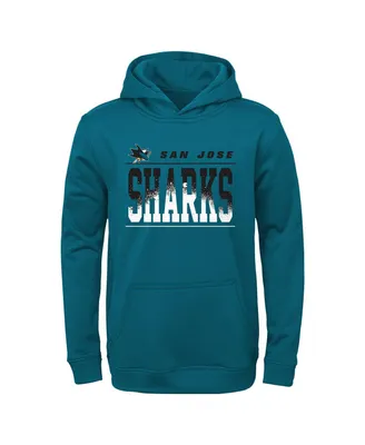 Big Boys Teal San Jose Sharks Play-By-Play Performance Pullover Hoodie