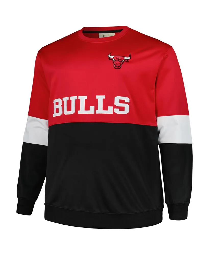 Men's Fanatics Red, Black Chicago Bulls Big and Tall Split Pullover Sweatshirt