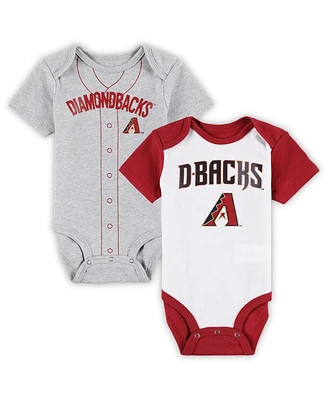 Infant Boys and Girls White, Heather Gray Arizona Diamondbacks Two-Pack Little Slugger Bodysuit Set