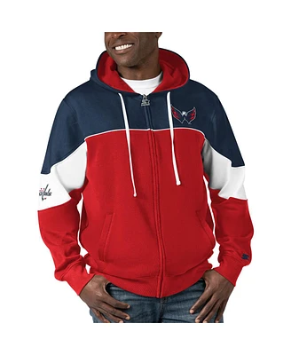 Men's Starter Red, Navy Washington Capitals Power Forward Full-Zip Hoodie