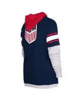 Men's 5th & Ocean by New Era Navy Usmnt Twofer Pullover Hoodie