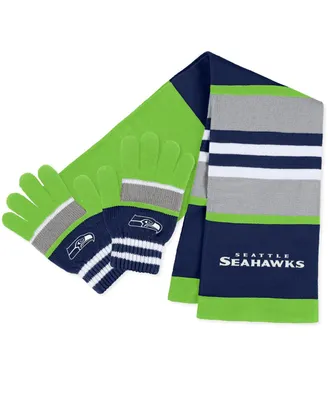 Women's Wear by Erin Andrews Seattle Seahawks Stripe Glove and Scarf Set