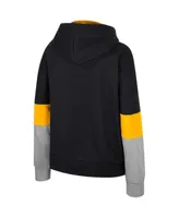 Women's Colosseum Black Iowa Hawkeyes Oversized Colorblock Pullover Hoodie