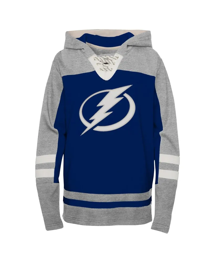 Big Boys Blue Tampa Bay Lightning Ageless Revisited Lace-Up V-Neck Pullover Hoodie