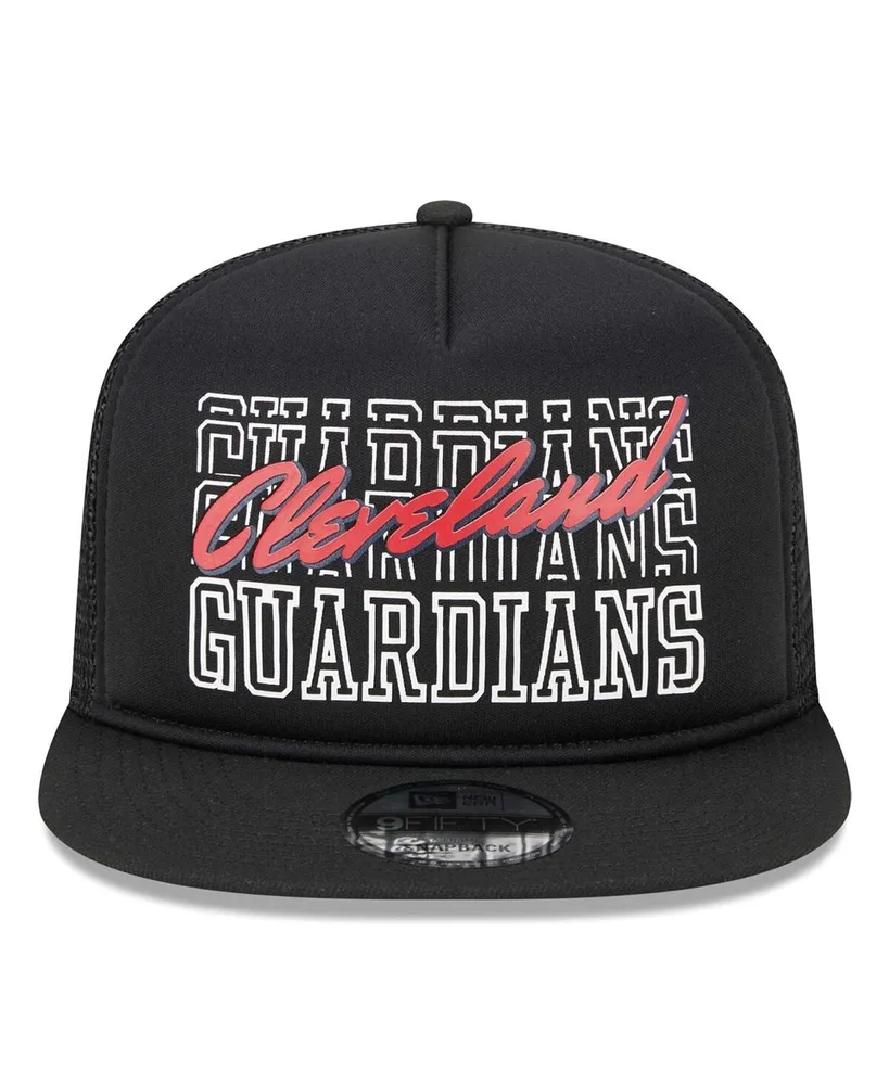 Men's New Era Black Cleveland Guardians Street Team A-Frame Trucker 9FIFTY Snapback Hat
