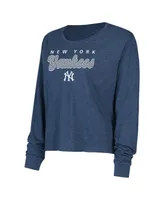 Women's Concepts Sport Navy New York Yankees Meter Knit Long Sleeve T-shirt and Shorts Set