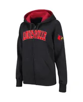 Women's Colosseum Black Louisville Cardinals Arched Name Full-Zip Hoodie