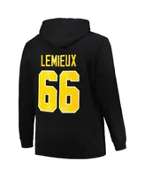 Men's Profile Mario Lemieux Black Pittsburgh Penguins Big and Tall Name Number Pullover Hoodie