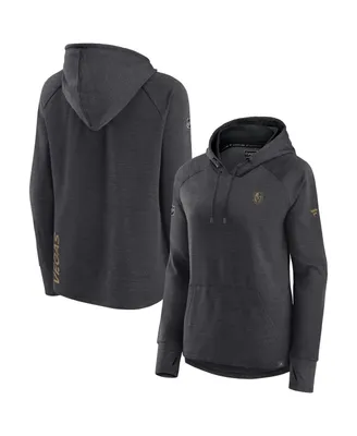 Women's Fanatics Heather Charcoal Vegas Golden Knights Authentic Pro Pullover Hoodie