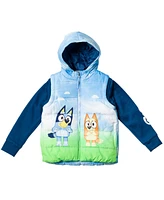 Bluey Bingo Girls Zip Up Vest 2fer Jacket