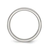 Chisel Stainless Steel Polished Satin Center 6mm Ridged Edge Band Ring