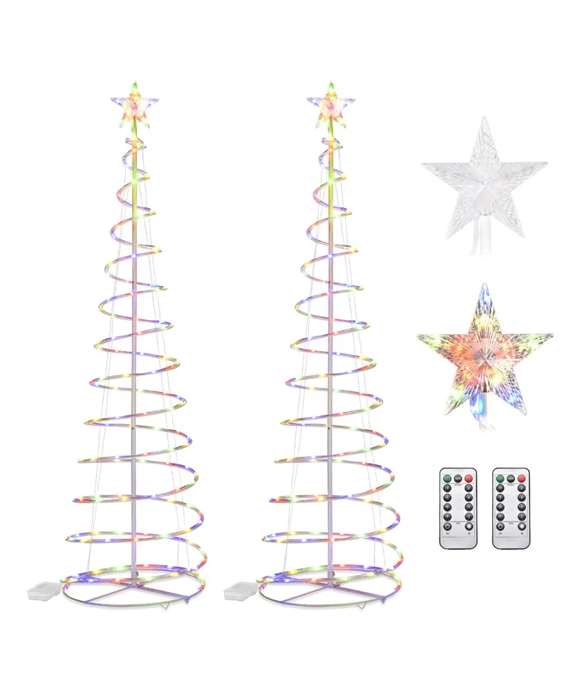 6Ft 182 Led Spiral Christmas Tree Light Star Multi-color Decoration Lamp 2 Pack