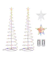 6Ft 182 Led Spiral Christmas Tree Light Star Multi-color Decoration Lamp 2 Pack